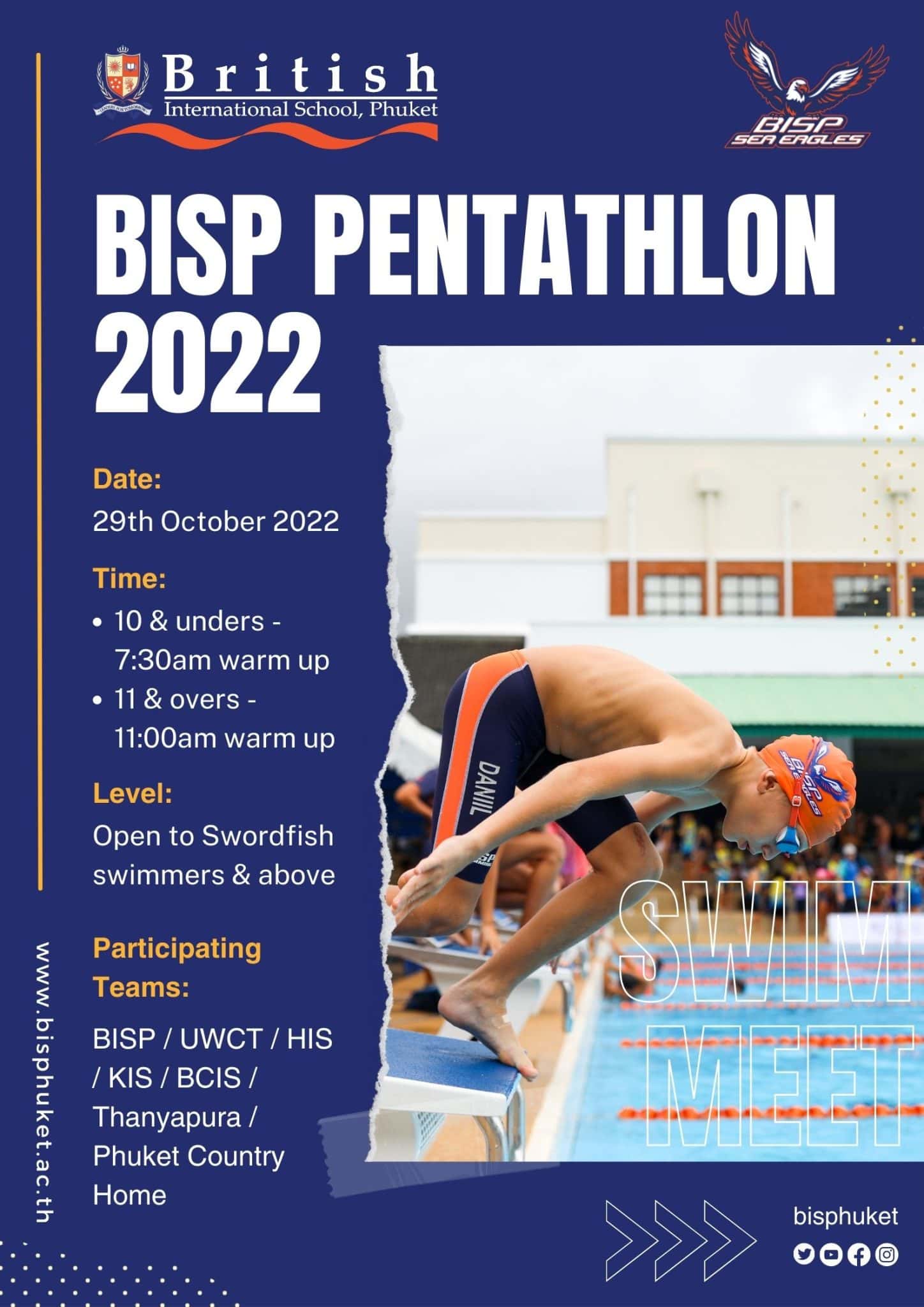 Save the Date BISP Pentathlon Swim Meet British International School